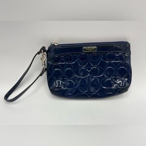 Coach Vintage Glossy Midnight Blue Wristlet
